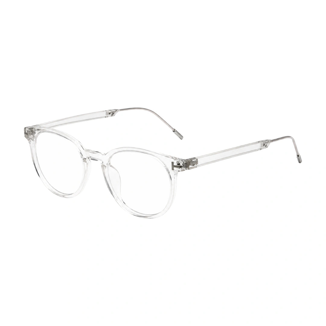 OS Love My Country 69209 round full-rim prescription eyeglasses in transparent, three-quarter angled view