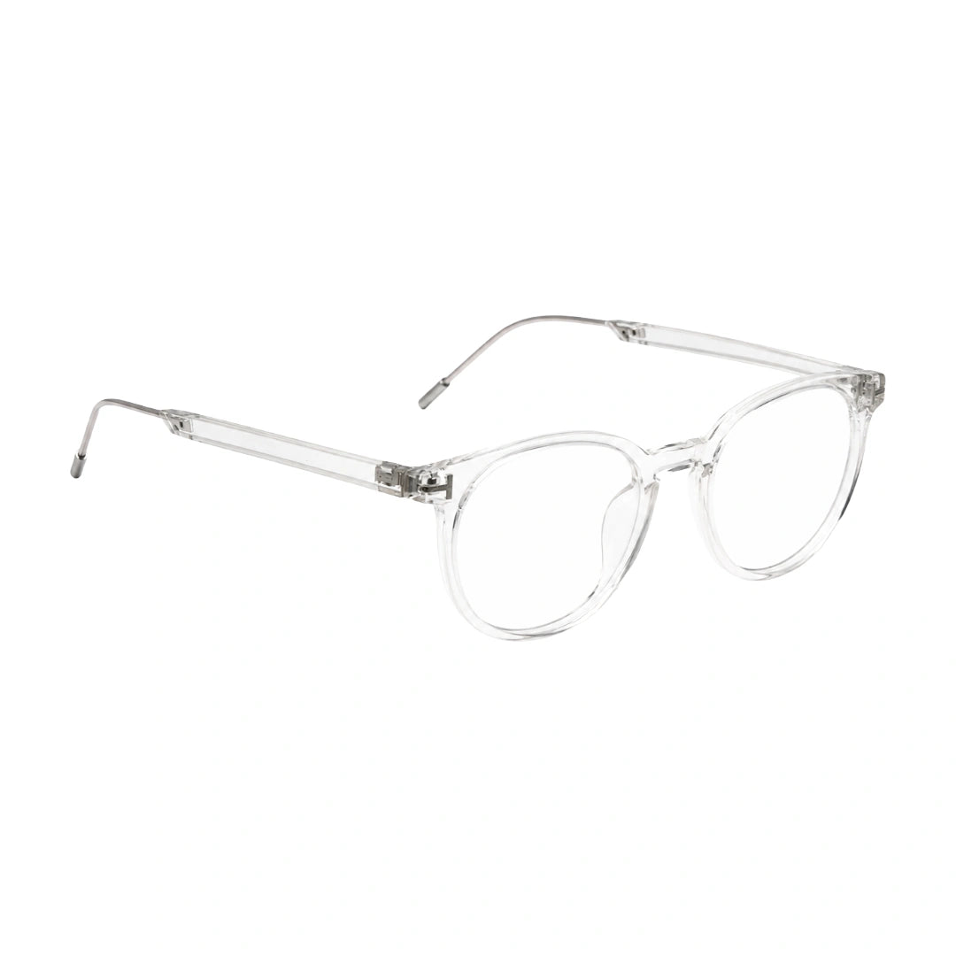 OS Love My Country 69209 round full-rim prescription eyeglasses in transparent, angled view