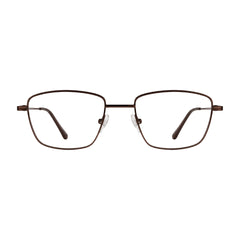 OS PrismX 75101 rectangular full-rim metal eyeglasses in brown, front view