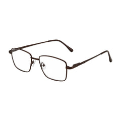 OS PrismX 75101 rectangular full-rim metal eyeglasses in brown, three-quarter angled view