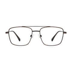 OS PrismX 75111 double bridge square metal eyeglasses in brown, front view