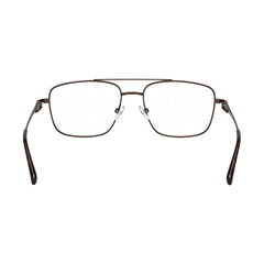 OS PrismX 75111 double bridge square metal eyeglasses in brown, rear view