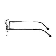OS PrismX 75115 lightweight metal prescription eyeglasses in gunmetal, side profile view
