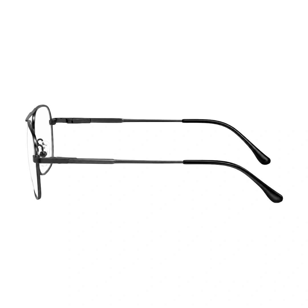 OS PrismX 75115 lightweight metal prescription eyeglasses in gunmetal, side profile view