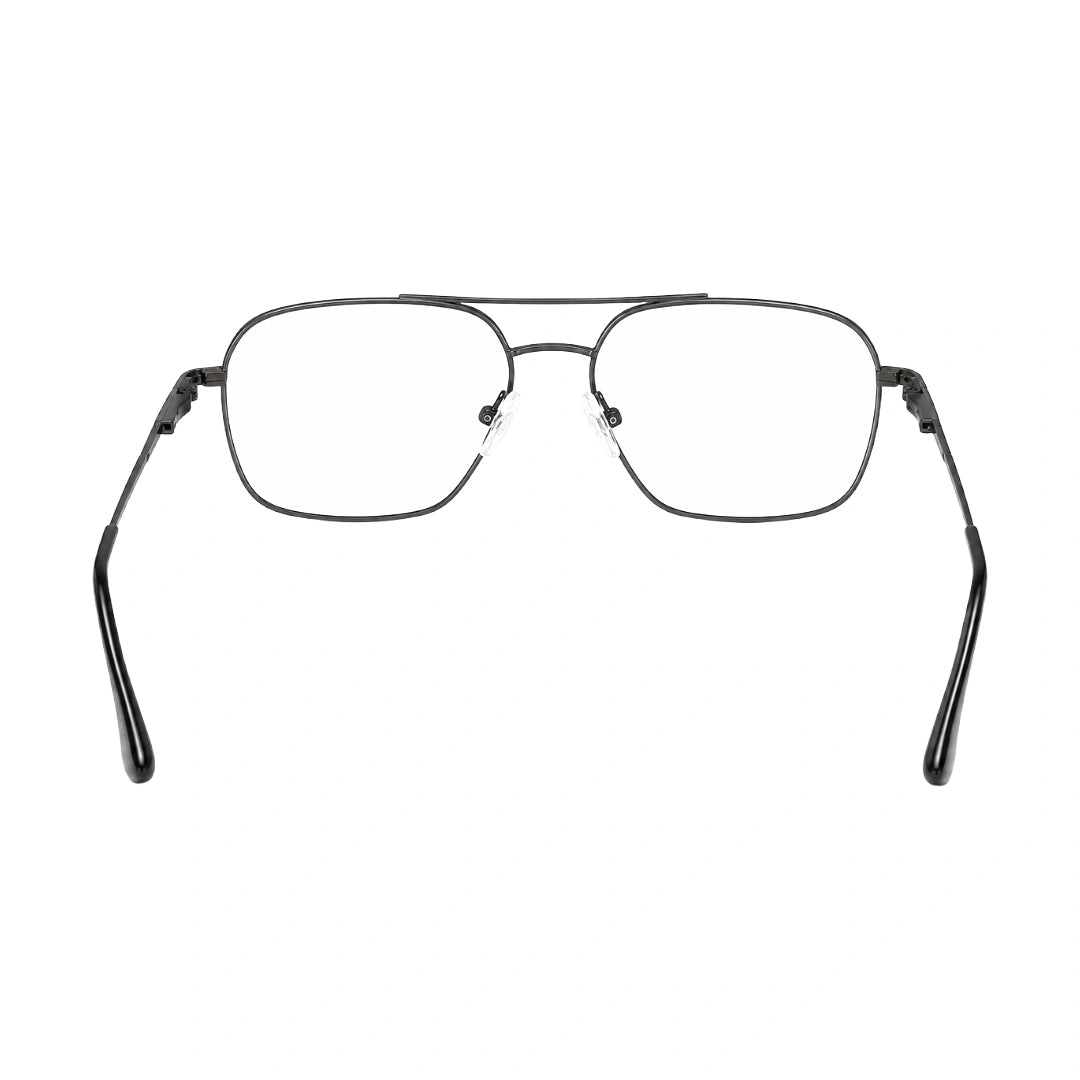OS PrismX 75115 lightweight metal prescription eyeglasses in gunmetal, rear view