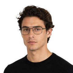 Man wearing OS PrismX 75115 lightweight metal prescription eyeglasses in gunmetal