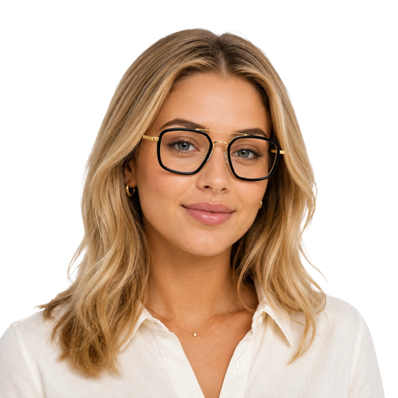 OS Slomga 31001 – Square Double Bridge Eyeglasses | Acetate & Metal Prescription Frames-zoom-