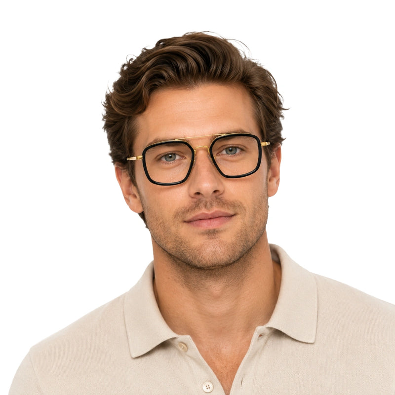 OS Slomga 31001 – Square Double Bridge Eyeglasses | Acetate & Metal Prescription Frames-zoom-