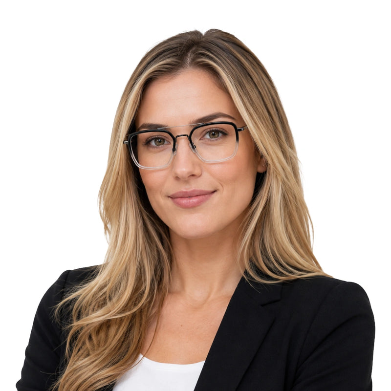 OS Slomga 31001 – Square Double Bridge Eyeglasses | Acetate & Metal Prescription Frames-zoom-