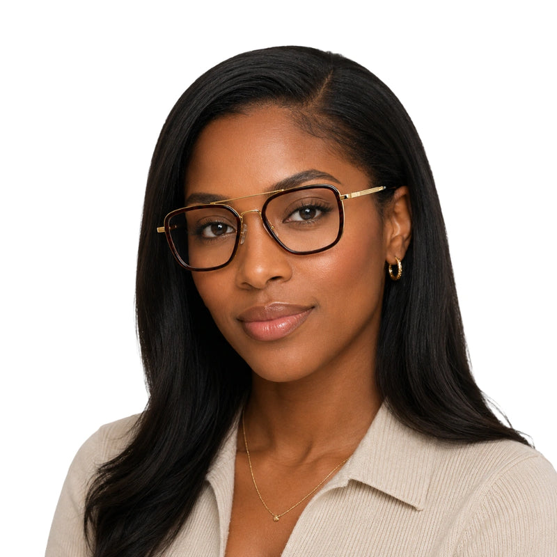 OS Slomga 31001 – Square Double Bridge Eyeglasses | Acetate & Metal Prescription Frames-zoom-