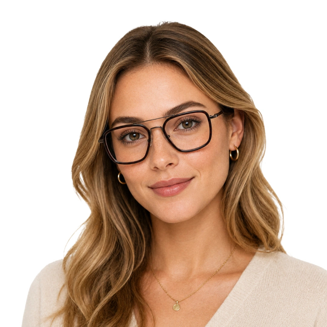 OS Slomga 31001 – Square Double Bridge Eyeglasses | Acetate & Metal Prescription Frames-96