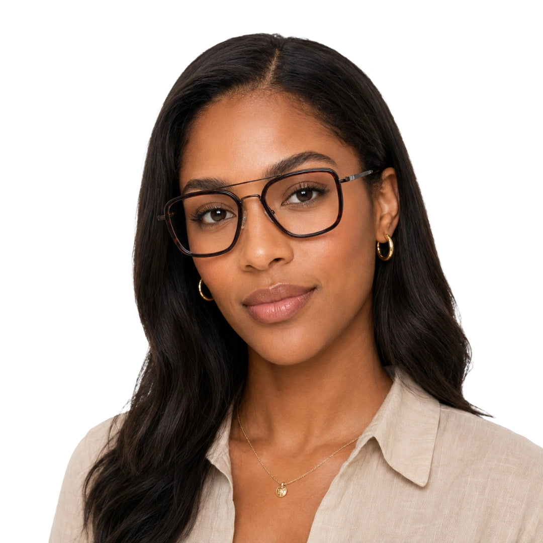 OS Slomga 31001 – Square Double Bridge Eyeglasses | Acetate & Metal Prescription Frames-zoom-98