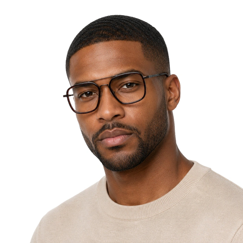 OS Slomga 31001 – Square Double Bridge Eyeglasses | Acetate & Metal Prescription Frames-zoom-