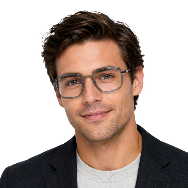 OS Slomga 31001 – Square Double Bridge Eyeglasses | Acetate & Metal Prescription Frames-zoom-