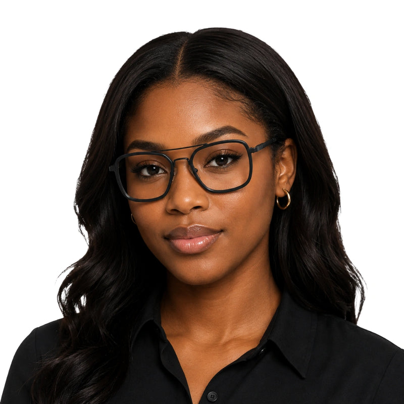 OS Slomga 31001 – Square Double Bridge Eyeglasses | Acetate & Metal Prescription Frames-zoom-