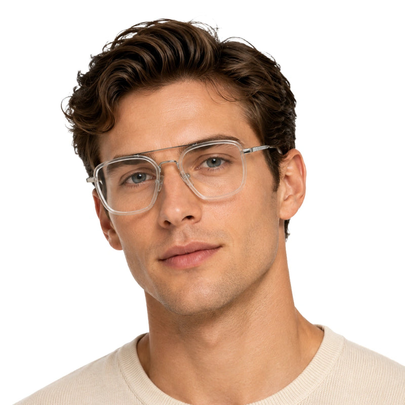 OS Slomga 31001 – Square Double Bridge Eyeglasses | Acetate & Metal Prescription Frames-zoom-