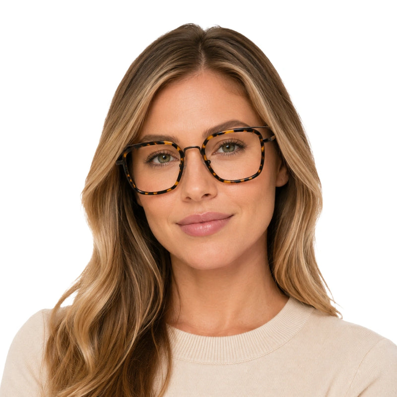 OS Slomga 31001 – Square Double Bridge Eyeglasses | Acetate & Metal Prescription Frames-zoom-