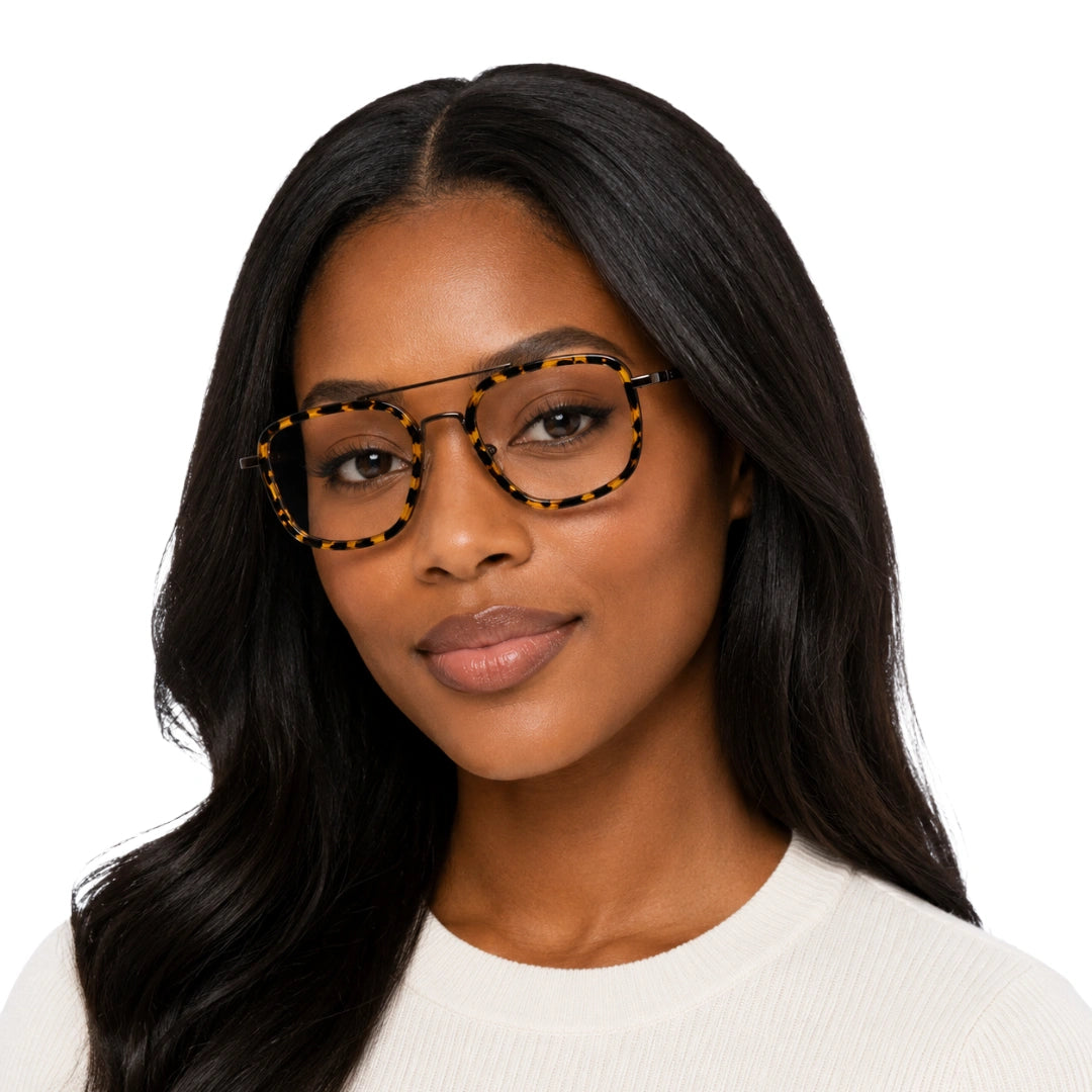 OS Slomga 31001 – Square Double Bridge Eyeglasses | Acetate & Metal Prescription Frames-80