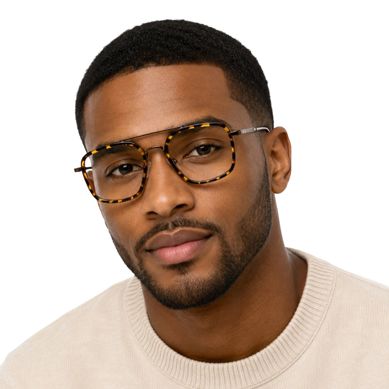 OS Slomga 31001 – Square Double Bridge Eyeglasses | Acetate & Metal Prescription Frames-zoom-