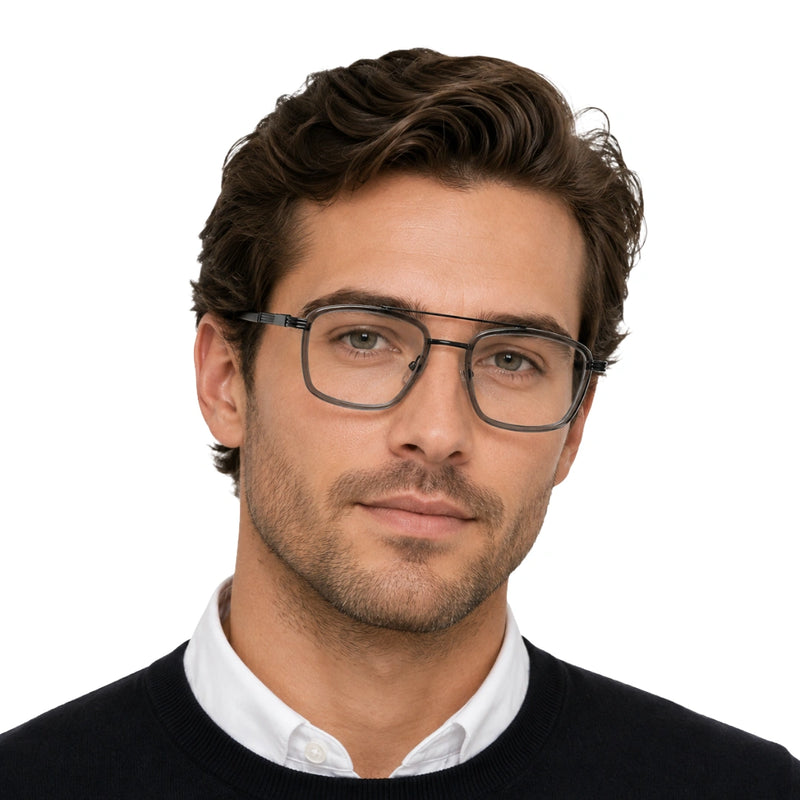 OS Slomga 31002 – Square Double Bridge Eyeglasses | Prescription Frames-zoom-