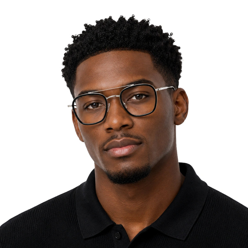 OS Slomga 31003 Geometric Double Bridge Eyeglasses | Prescription Frames-zoom-