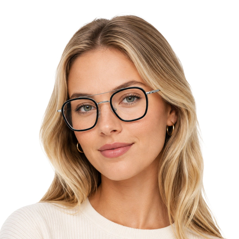 OS Slomga 31003 Geometric Double Bridge Eyeglasses | Prescription Frames-zoom-