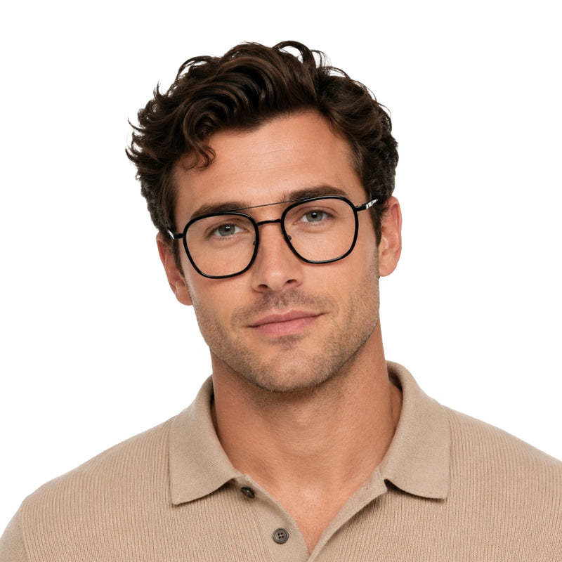 OS Slomga 31003 Geometric Double Bridge Eyeglasses | Prescription Frames-zoom-