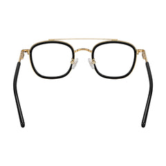 OS Slomga 31004 modern square double bridge eyeglasses in black and gold, rear view