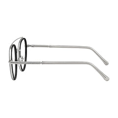 OS Slomga 31004 modern square double bridge eyeglasses in black and silver, side profile view