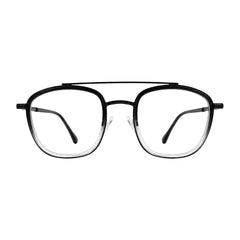 OS Slomga 31004 modern square double bridge eyeglasses in black and white, front view