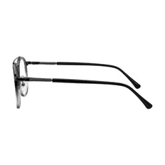 OS Slomga 31004 modern square double bridge eyeglasses in black and white, side profile view