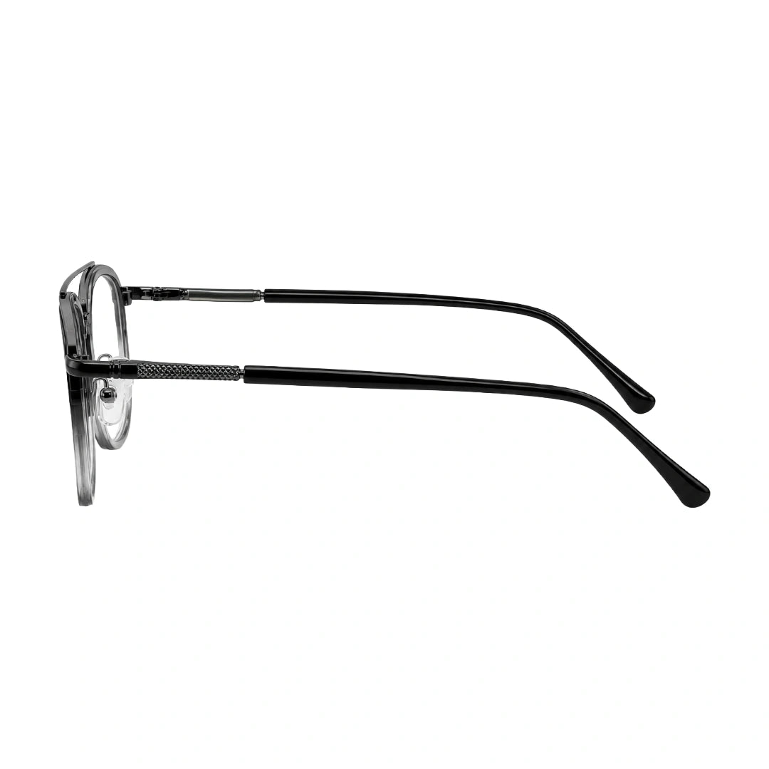 OS Slomga 31004 modern square double bridge eyeglasses in black and white, side profile view