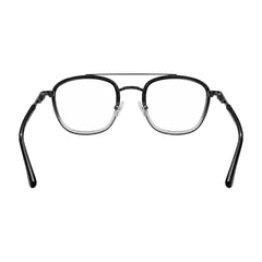 OS Slomga 31004 modern square double bridge eyeglasses in black and white, rear view