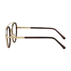OS Slomga 31004 modern square double bridge eyeglasses in brown and gold, side profile view