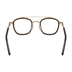 OS Slomga 31004 modern square double bridge eyeglasses in brown and gold, rear view