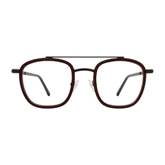 OS Slomga 31004 modern square double bridge eyeglasses in brown, front view