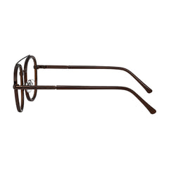 OS Slomga 31004 modern square double bridge eyeglasses in brown, side profile view