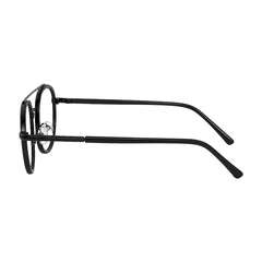 OS Slomga 31004 modern square double bridge eyeglasses in glossy black, side profile view