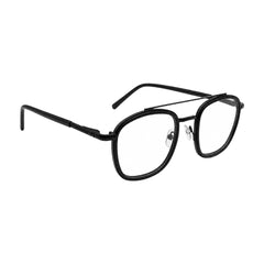 OS Slomga 31004 modern square double bridge eyeglasses in glossy black, angled view