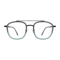 OS Slomga 31004 modern square double bridge eyeglasses in grey and blue, front view