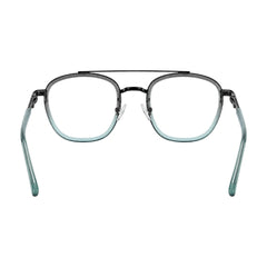 OS Slomga 31004 modern square double bridge eyeglasses in grey and blue, rear view
