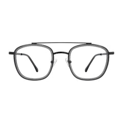 OS Slomga 31004 modern square double bridge eyeglasses in grey and gunmetal, front view
