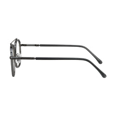 OS Slomga 31004 modern square double bridge eyeglasses in grey and gunmetal, side profile view