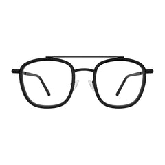 OS Slomga 31004 modern square double bridge eyeglasses in matte black, front view
