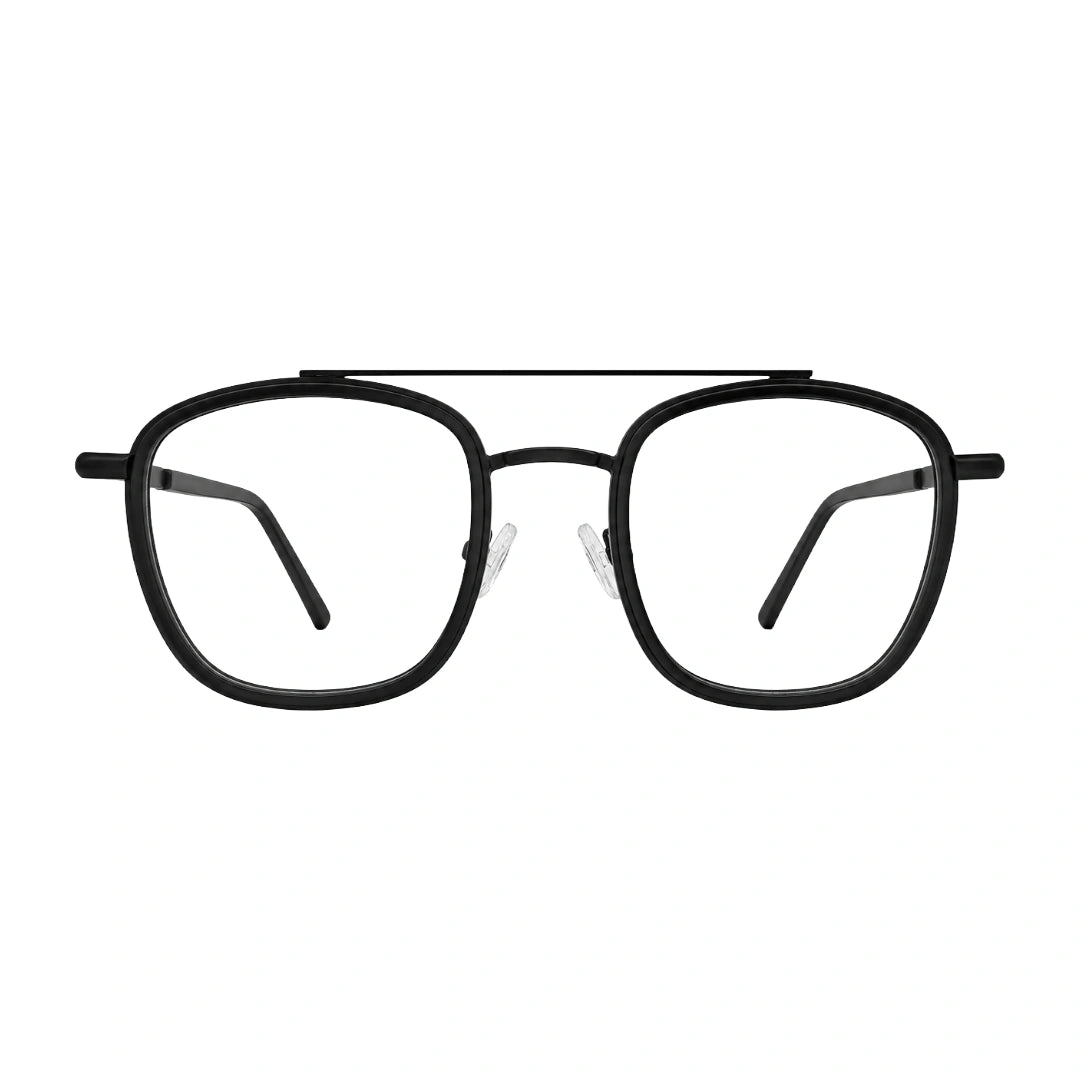 OS Slomga 31004 modern square double bridge eyeglasses in matte black, front view