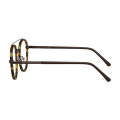 OS Slomga 31004 modern square double bridge eyeglasses in tortoise shell, side profile view