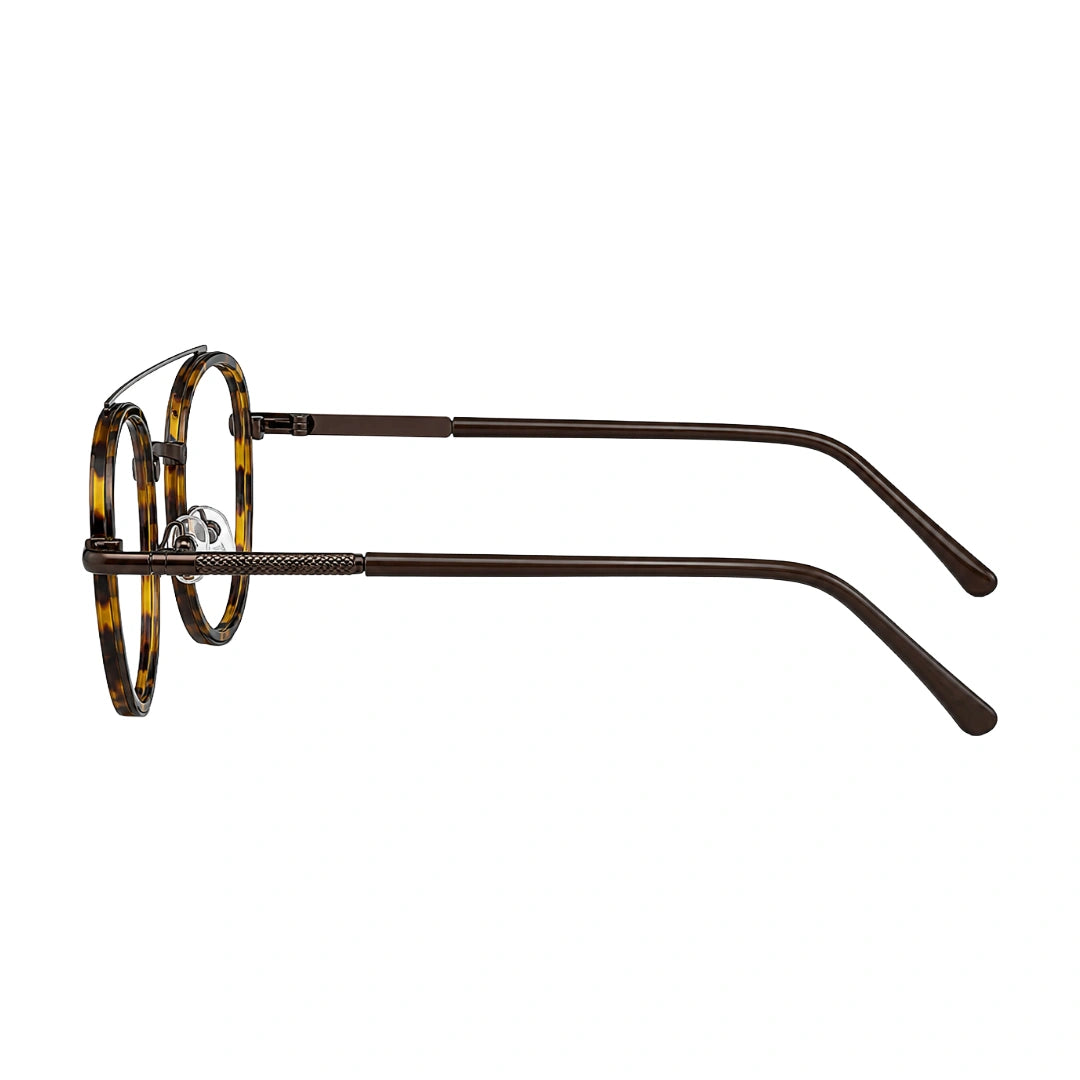 OS Slomga 31004 modern square double bridge eyeglasses in tortoise shell, side profile view