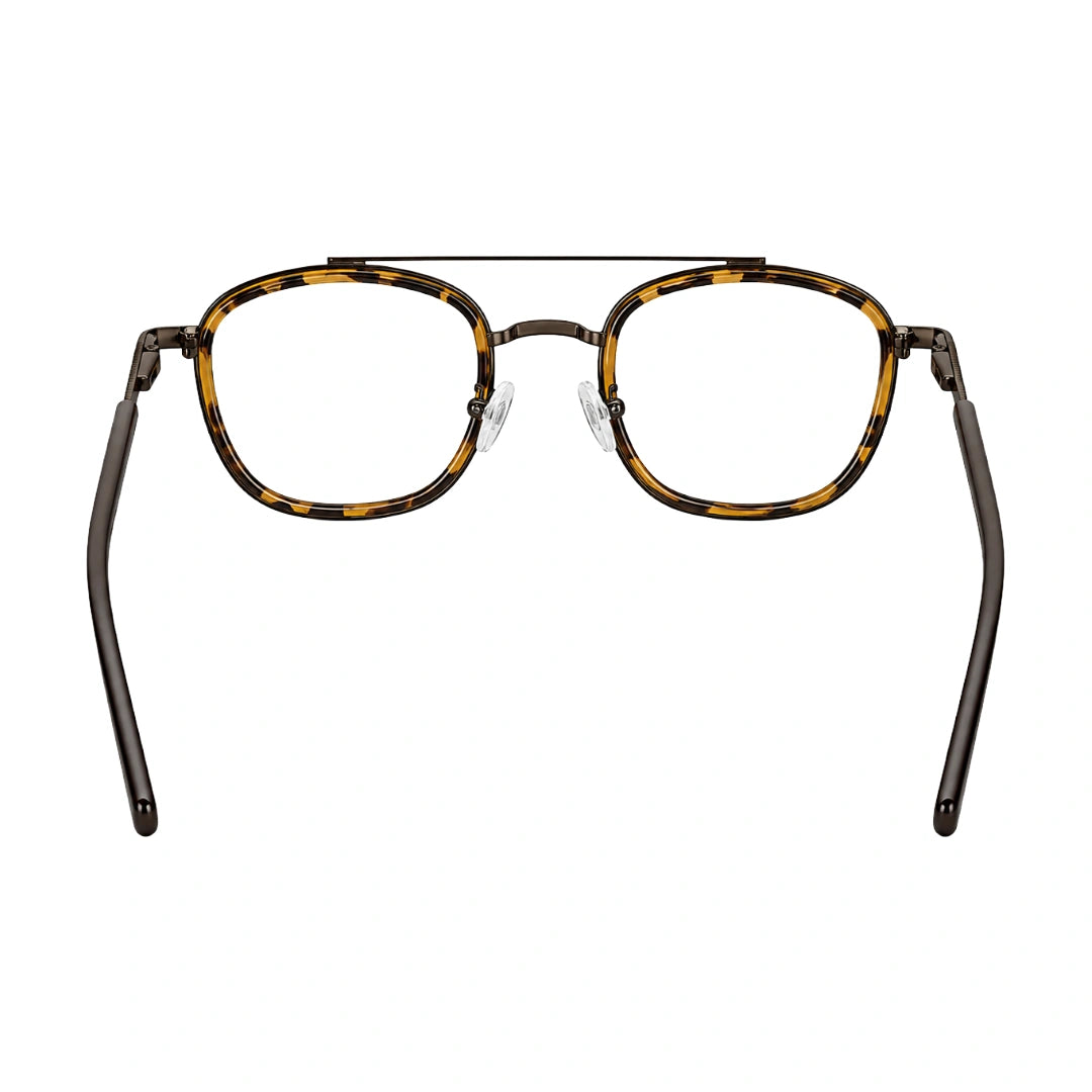 OS Slomga 31004 modern square double bridge eyeglasses in tortoise shell, rear view
