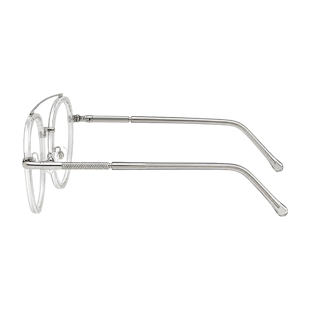 OS Slomga 31004 modern square double bridge eyeglasses in transparent, side profile view