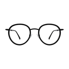 OS Slomga 31006 dual-material round prescription frame in black, front view